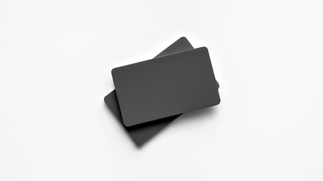 Two Black Blank Card: Two blank black cards, perfect for adding custom designs or text, are neatly stacked, offering a minimalist and versatile graphic resource.