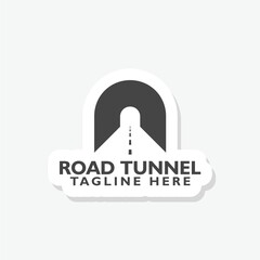 Fototapeta premium Road tunnel logo sticker isolated on gray background