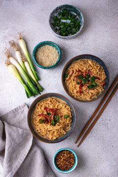 Korean trendy spicy carbonara ramen