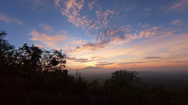 Golden sunrise over malinche volcano in mexico