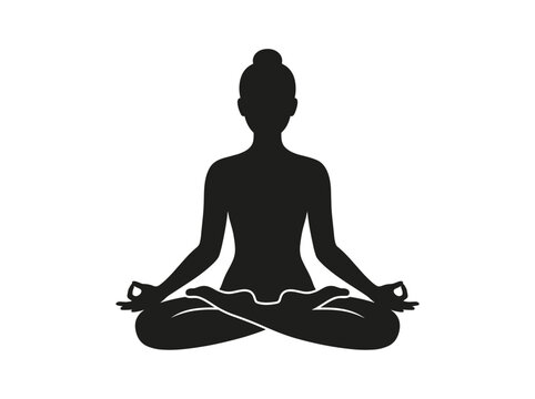 Black silhouette of a person meditating in lotus pose