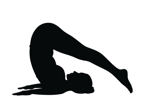 Black silhouette of a person in a yoga pose on a white background