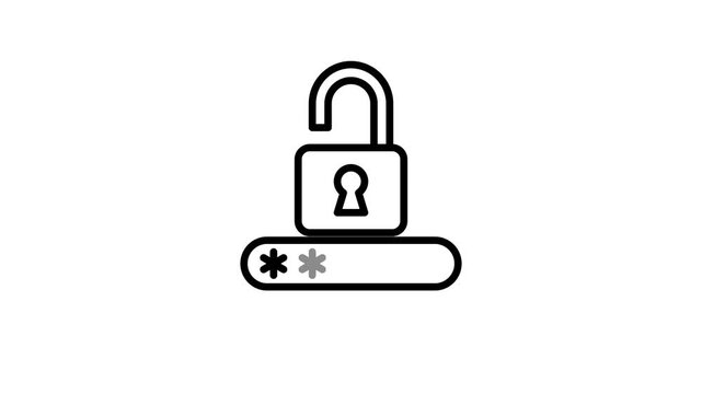 Enter password lock animated icon. Padlock code for login access, personal data secure, private keyword, privacy protection, cyber security technology