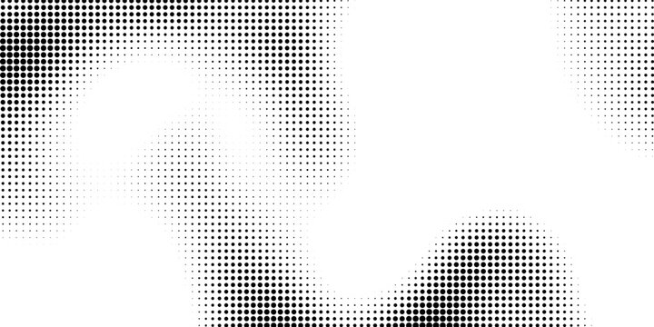 Monochrome gradient halftone dots background. Vector illustration. Abstract small grunge dots on white background