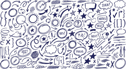 Obraz premium Black and white doodle sketch background with stars and notes