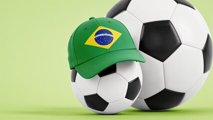 Obraz premium Brazil Flag Soccer Ball Vector Illustration Football Sports Equipment Symbol for Team Competition and Goal Game Leisure Design