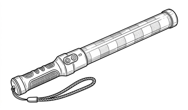 Traffic Baton Light Stick Hand Drawn Line Art Vector Illustration