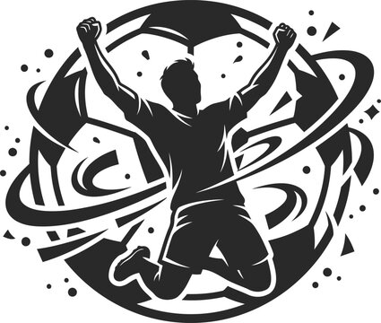Man jumping with arms raised in black silhouette