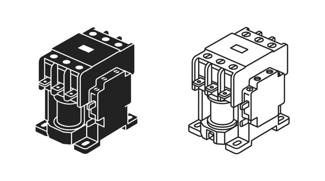 Electrical Contactor Illustration Black And White Line Art Style