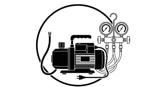 Ac maintenance tool set black silhouette on a white background