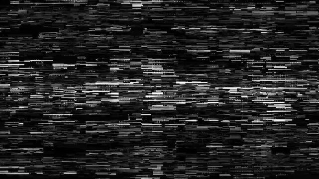 Abstract digital glitch noise texture overlay, with monochrome static interference, distortion signal, black and white screen distortion, signal noise, black and white screen.