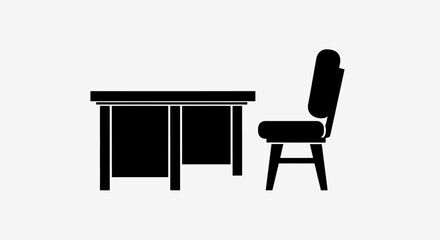 Fototapeta premium Office desk with chair workspace furniture office supplies