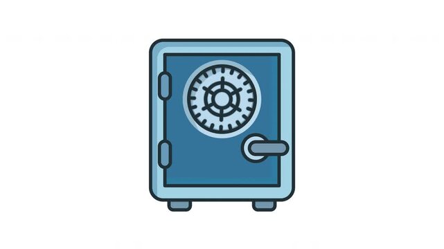 Safe Vault animation. Illustration of a secure safe with a combination lock on a white background.