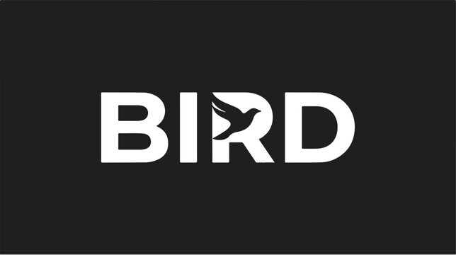 Minimalist typography logo design featuring the word BIRD with a bird silhouette integrated into the letter R.