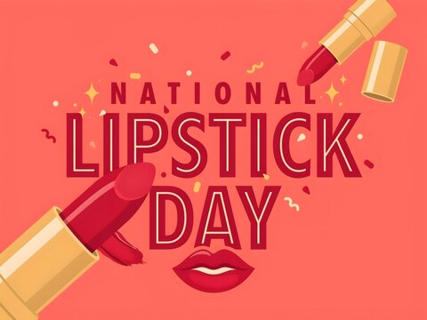 National lipstick day celebration with red lipstick and lip gloss