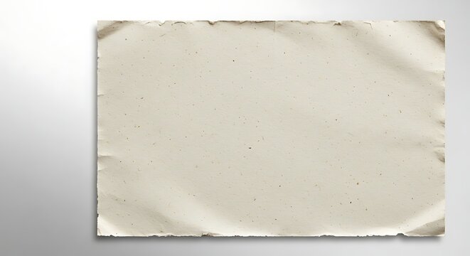Rectangular piece of aged, textured paper with rough deckled edges on a neutral gray background