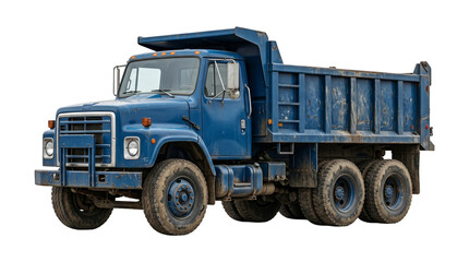 Blue heavy duty dump truck isolated on transparent background used for construction and industrial work. © Png ProTeam