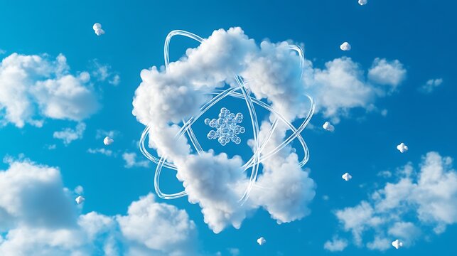3D rendering of electron cloud orbiting nucleus