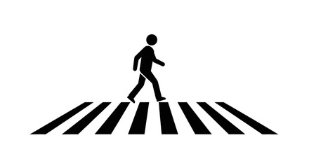 Person walking across a crosswalk on a white background © Ritu