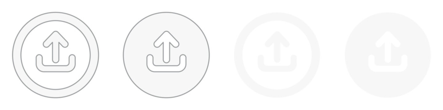Upload icon white clipart with export arrow up symbol modern outline circle for application website button on transparent background