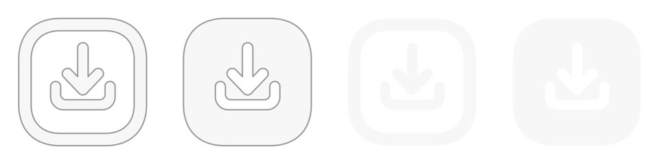 White download icon clipart with import arrow down symbol outline rounded squircle for application social media button on transparent background © aimthy stock