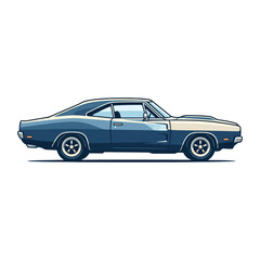 Fototapeta premium Retro Muscle Car Vector Art - Classic American Automobile