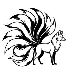 Obraz premium Nine Tailed Fox Mythical Creature.