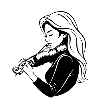 Woman playing the violin musically.