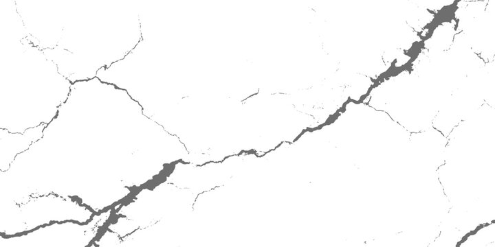 Abstract cracked white wall texture background with deep dark fissure lines, high contrast concrete damage pattern