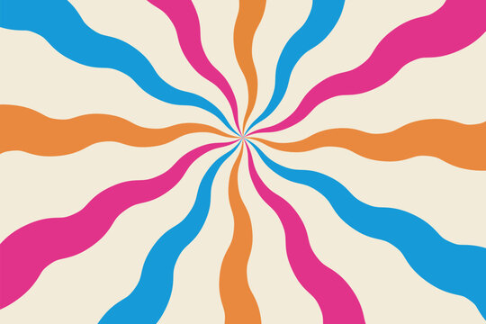 Radiating wavy pattern with orange blue and pink hues.
