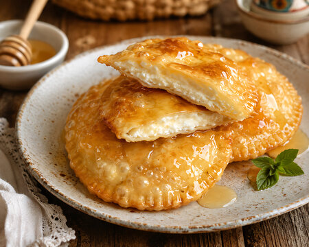  Italian Seadas, Sardinian fried pastry drizzled with honey.