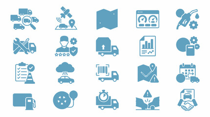 Fototapeta premium Set of logistics and fleet management icons for transportation services.