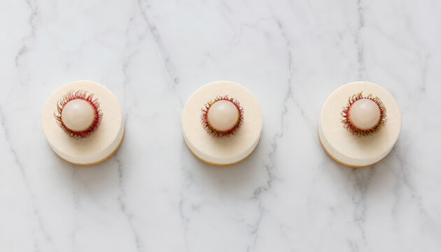 Elegant presentation of rambutan on marble background display
