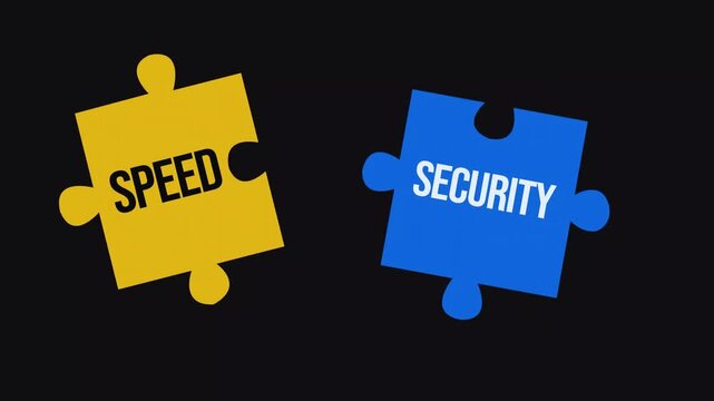 Jigsaw puzzle pieces representing speed and security synergy concept