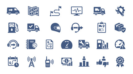 Fototapeta premium Logistics and freight shipping transportation icon set for delivery services.
