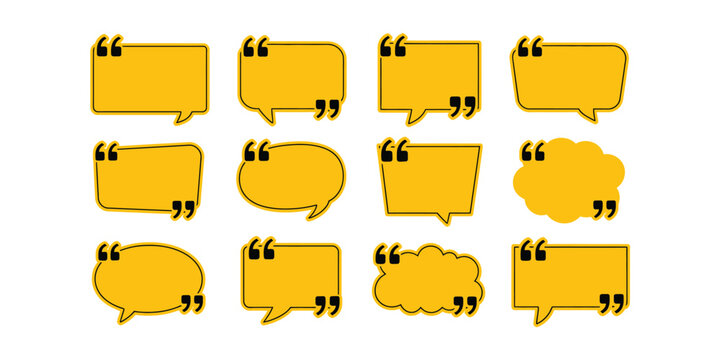 Quote Template Set &ndash; Empty Quotation Boxes, Text Frames, Speech Callouts and Message Containers for Web and Print Design