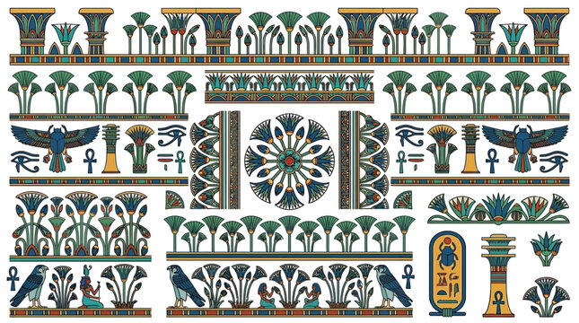 Egyptian Hieroglyphic Wall Patterns.