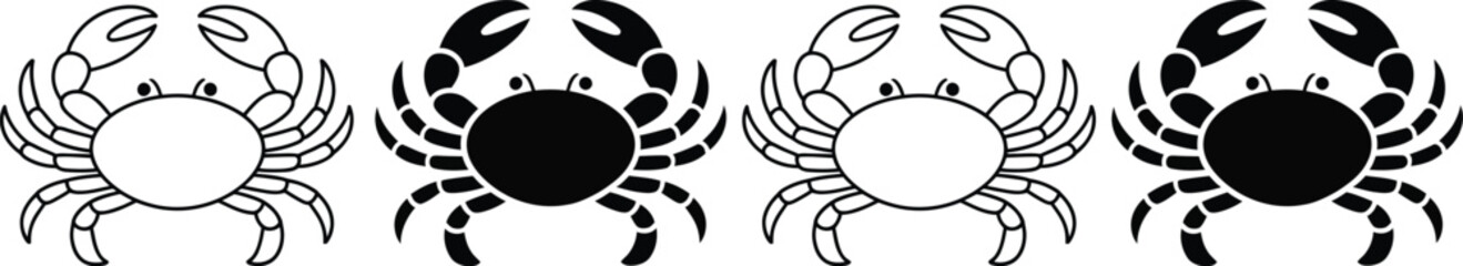 Four cartoon crabs with different facial expressions © Sathi