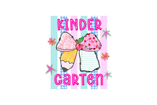 Kindergarten Coquette Bow and Pencil Back to School Sublimation Design