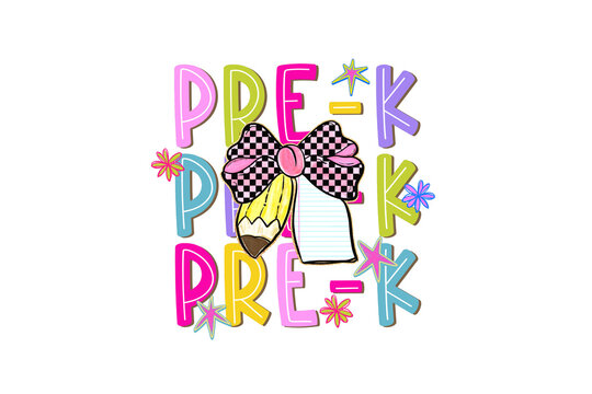 Pre K Coquette Checkered Bow Back to School Sublimation Design