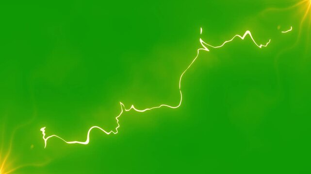 Flash FX high voltage electric storm animation with thunderbolt strikes, Electric storm lightning bolt overlay with dramatic thunder flash, dynamic storm overlay on green background.4k video