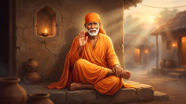 Shirdi Sai Baba Blessing in a Village Setting