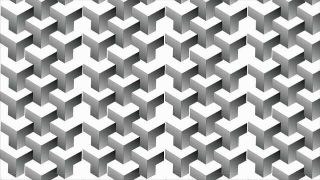 Geometric cube tessellation seamless pattern 3D illusion vector illustration for modern digital art wallpaper