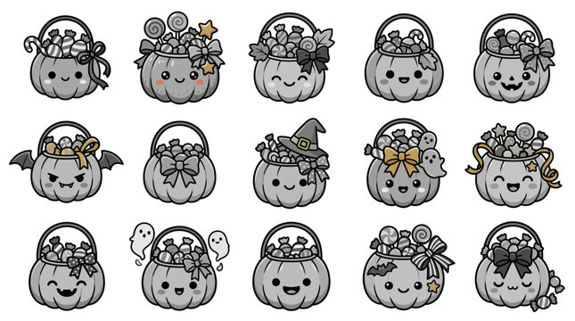 Halloween decorations yu 201 with cute cartoon pumpkins and accessories