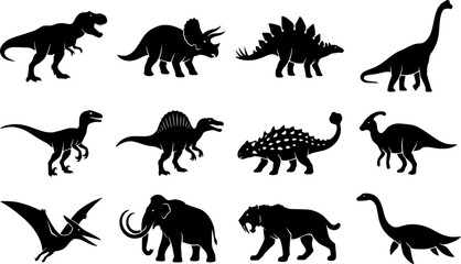 Dinosaur Silhouette Collection Vector Set © kikoverse