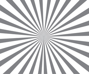 Obraz premium Abstract sunburst background with radial grey stripes extending from center creating dynamic visual perspective and geometric motion effect.