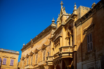 Fototapeta premium Historic fortified city of Mdina with ancient stone walls and architecture in Malta