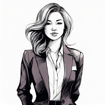 Professional asian woman standing, depicting business confidence