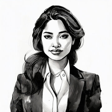Professional woman portrait drawing for business concept