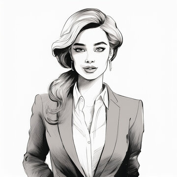 Professional business woman portrait illustration for concepts